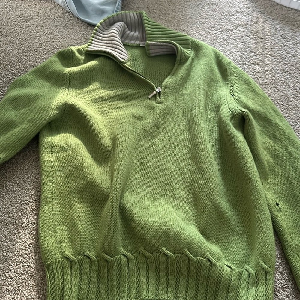 green sweater